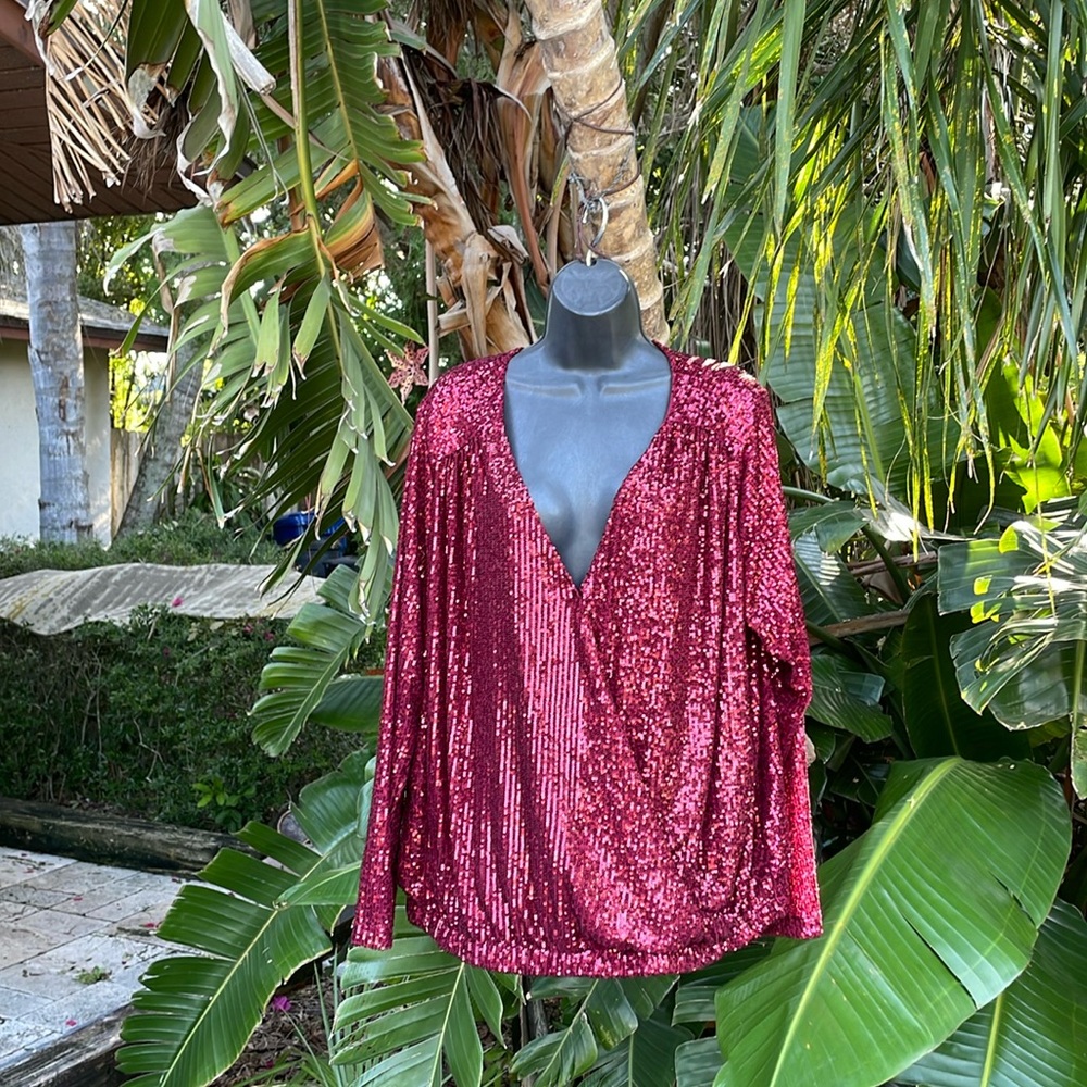 sequin wrap style blouse